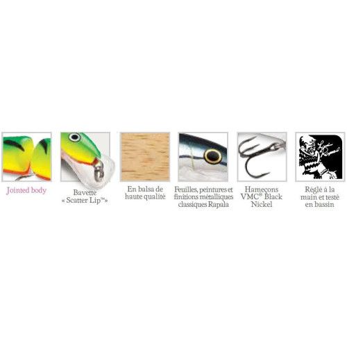 Rapala Leurre flottant SCATTER RAP JOINTED - coloris S - 9cm / 7g - profondeur de nage de 1.50 à 2.10m - 4
