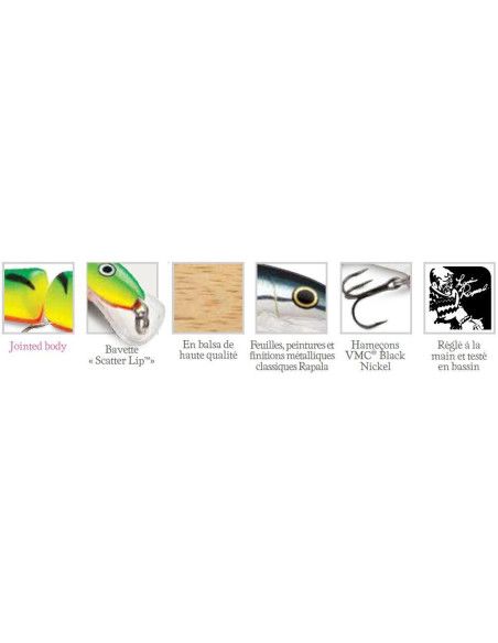 Rapala Leurre flottant SCATTER RAP JOINTED - coloris S - 9cm / 7g - profondeur de nage de 1.50 à 2.10m - 4