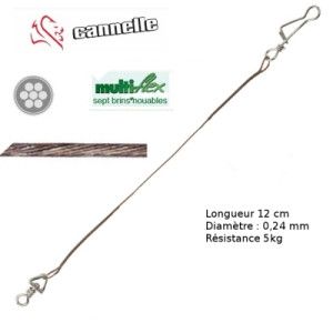 Cannelle Avançon en acier Multiflex spécial leurre dur C811 - Longueur 12cm - Diametre 0,24 mm - Resistance 5 kg  - Blister de 3