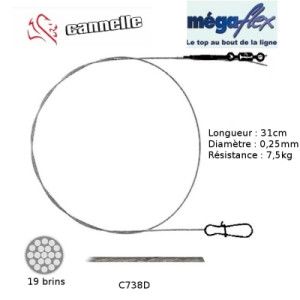 Cannelle Avançon en acier Cannelle Mégaflex C738D - Longueur 31cm - Diametre 0,25 mm - Resistance 7,5 kg  - Blister de 3 - 1