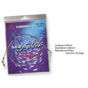 Cannelle Avançon en acier spécial mer Cannelle Seafighter C759D - Longueur 80cm - Diametre 0,58 mm - Resistance environ 29 kg - 