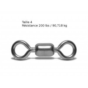 VMC Lot de 7 émerillons simples crane swivel 3126 - Taille 4 -  Résistance 90 kg - Acier - 1