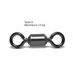 VMC Lot de 20 émerillons rolling VMC - Taille 8 - Résistance 15 kg - Noir - 1