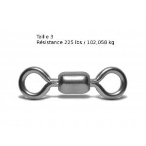 VMC Lot de 6 émerillons simples crane swivel 3126 - Taille 3 -  Résistance 102 kg - Acier - 1