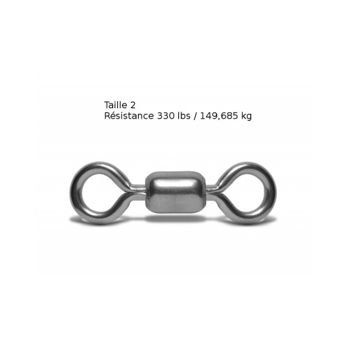 VMC Lot de 5 émerillons simples crane swivel 3126 - Taille 2 -  Résistance 149,6 kg - Acier - 1