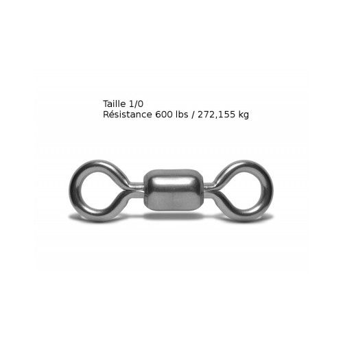 VMC Lot de 4 émerillons simples crane swivel 3126 - Taille 1/0 -  Résistance 272 kg - Acier - 1