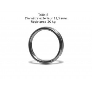 VMC Lot de 9 anneaux brisés inox VMC - Taille 8 - Diamètre 11,5 mm - Résistance 20 kg - 1
