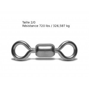 VMC Lot de 4 émerillons simples crane swivel 3126 - Taille 2/0 -  Résistance 326 kg - Acier - 1