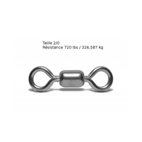 VMC Lot de 4 émerillons simples crane swivel 3126 - Taille 2/0 -  Résistance 326 kg - Acier - 1