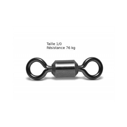 VMC Lot de 6 émerillons rolling VMC - Taille 1/0 - Résistance 76 kg - Noir - 1