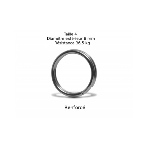 VMC Lot de 10 anneaux brisés renforcés  - Taille 4 - Diamètre 8 mm - Résistance 36,5 kg - 1