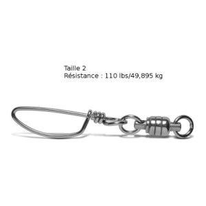 VMC Lot de 3 Emerillons VMC+Agrafe Pêche Forte - Taille 2 - Résistance 49 kg - Coloris acier - 1