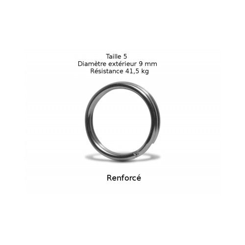 VMC Lot de 10 anneaux brisés renforcés  - Taille 5 - Diamètre 9 mm - Résistance 41,5 kg - 1