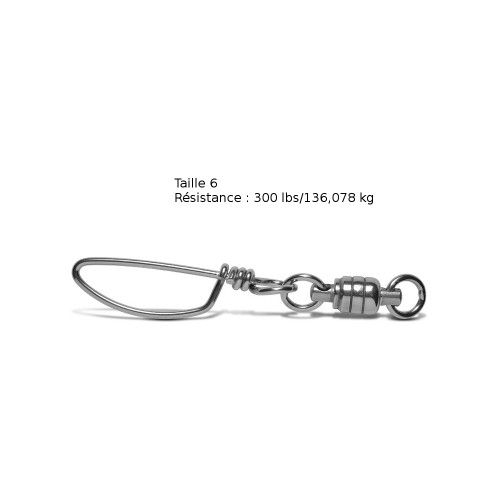 VMC Lot de 2 Emerillons VMC+Agrafe Pêche Forte - Taille 6 - Résistance 136 kg - Coloris acier - 1
