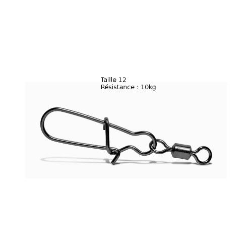 VMC 9 Emerillons à Agrafes VMC Duolock - Taille 12 - Résistance 10 kg - Noir - 1