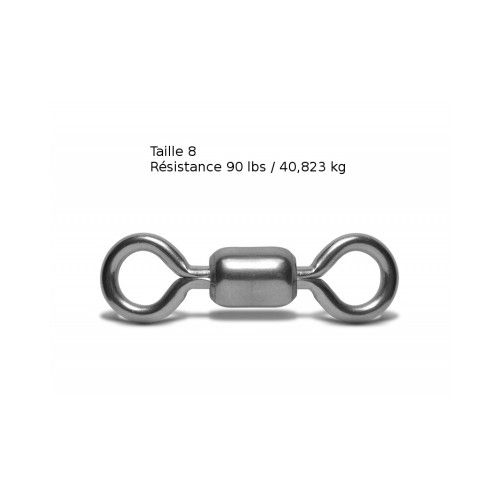 VMC Lot de 10 émerillons simples crane swivel 3126 - Taille 8 -  Résistance 40 kg - Acier - 1