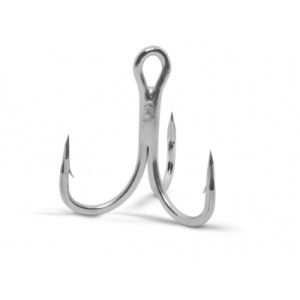 VMC 5 Hameçons VMC Triple Inline Spark Point 3x renforcé 7556 - Coloris Étain brillant - Taille 2 - 1