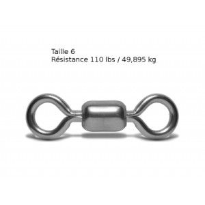 VMC Lot de 9 émerillons simples crane swivel 3126 - Taille 6 -  Résistance 49 kg - Acier - 1