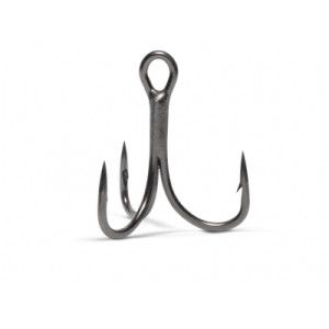 VMC 5 Hameçons triples inline avec ardillons 7554 2x renforcé - Coloris Black Nickel - Taille 8 - 1