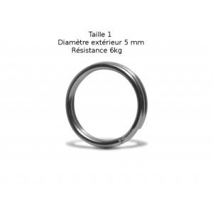 VMC Lot de 20 anneaux brisés inox VMC - Taille 1 - Diamètre 5 mm - Résistance 6 kg - 1