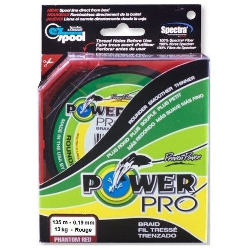 Power Pro Tresse POWER PRO - Bobine 135m - Diametre 0,19mm - Resistance 13kg - Couleur Rouge - 1