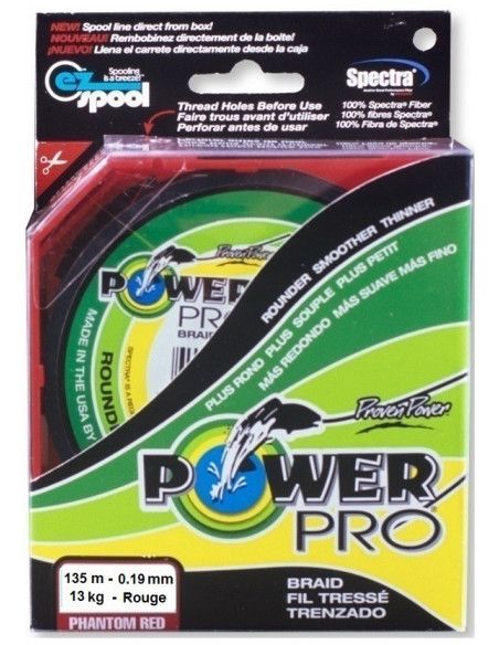 Power Pro Tresse POWER PRO - Bobine 135m - Diametre 0,19mm - Resistance 13kg - Couleur Rouge - 1