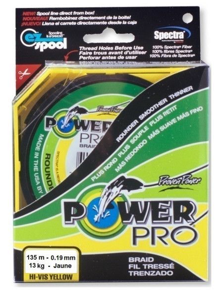 Power Pro Tresse POWER PRO - Bobine 135m - Diametre 0,19mm - Resistance 13kg - Couleur Jaune - 1