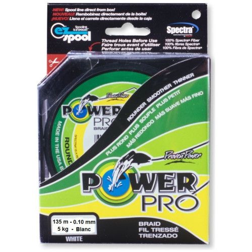 Power Pro Tresse POWER PRO - Bobine 135m - Diametre 0,10mm - Resistance 5kg - Couleur Blanc - 1