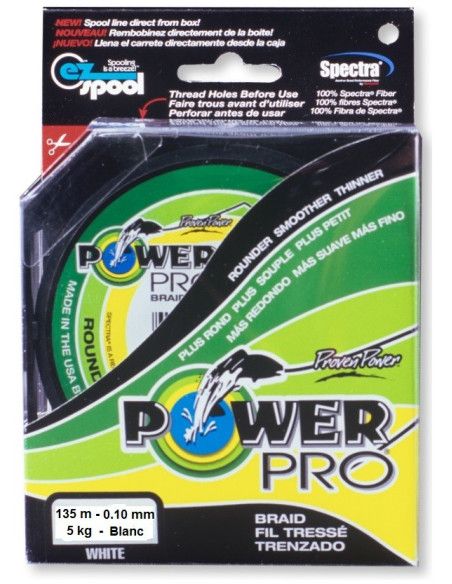 Power Pro Tresse POWER PRO - Bobine 135m - Diametre 0,10mm - Resistance 5kg - Couleur Blanc - 1