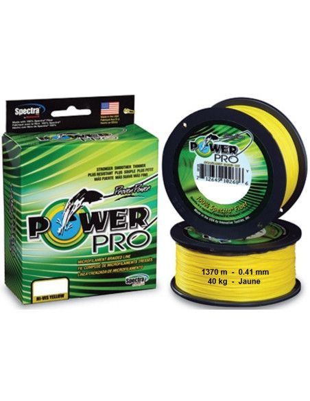 Power Pro Tresse POWER PRO - Bobine 1370m - Diametre 0,41mm - Resistance 40kg - Couleur Jaune - 1