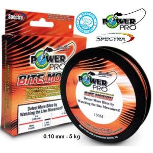 Power Pro Tresse POWER PRO Bite Motion - Bobine 150m - Diametre 0,10mm - Resistance 5kg - Couleur Orange - 1