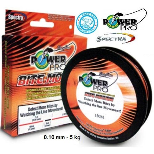 Power Pro Tresse POWER PRO Bite Motion - Bobine 150m - Diametre 0,10mm - Resistance 5kg - Couleur Orange - 1
