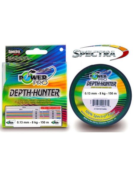 Power Pro Tresse POWER PRO Depth-Hunter - Bobine 150m - Diametre 0,13mm - Resistance 8kg - Couleur Multicolore - 1