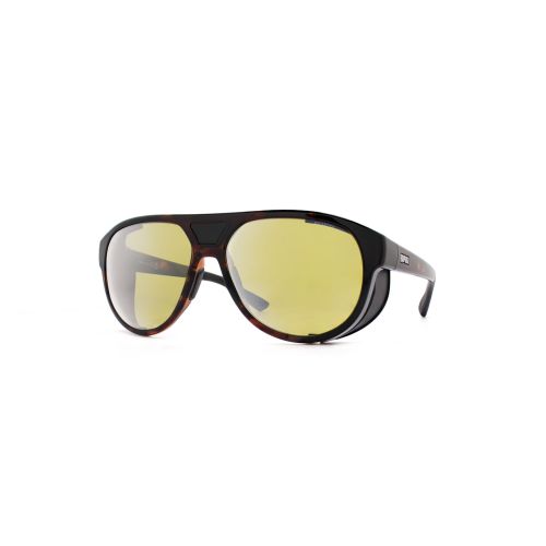 Lunette de soleil PRECISION VISION GEAR - Monture Marron Havana foncé - Verres jaun et gris argenté miroir