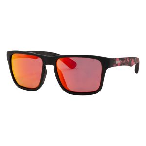 Lunette de soleil PRECISION VISION GEAR - Monture camo noir mat et rouge mat - Verres rouge miroir