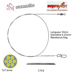 Cannelle Avançon en acier Cannelle Supraflex C754 - Longueur 50cm - Diametre 0,23 mm - Resistance 6 kg  - Blister de 3 - 2