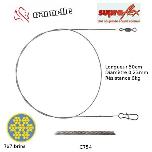 Bas De Ligne Cannelle Supraflex – 50cm – 12kg – Lot De 3