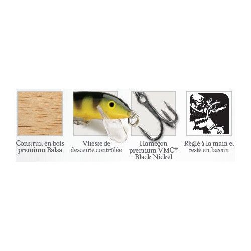 Rapala Leurres Durs Coutdown - Coloris RT - Taille 2,5,cm - Poids 2,7g - 2