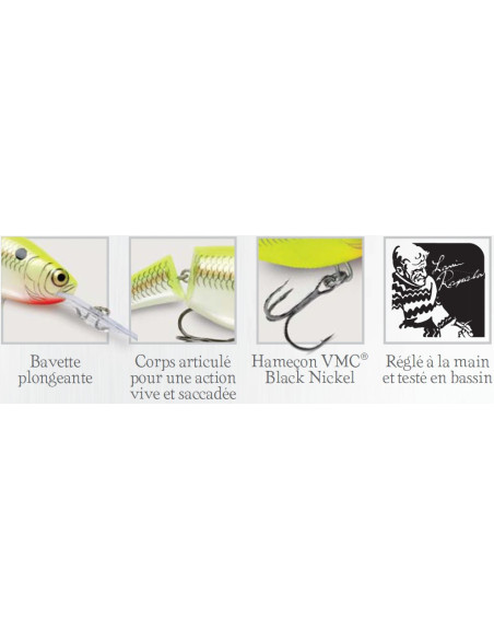 Rapala Leurre plongeant JOINTED SHAD RAP - coloris SD - 7cm / 13g - profondeur de nage de 2.10 à 4.50m - 2